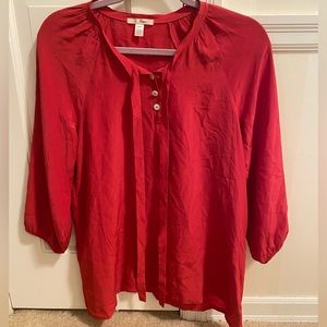 Trinity Red Silk Blouse Size M
